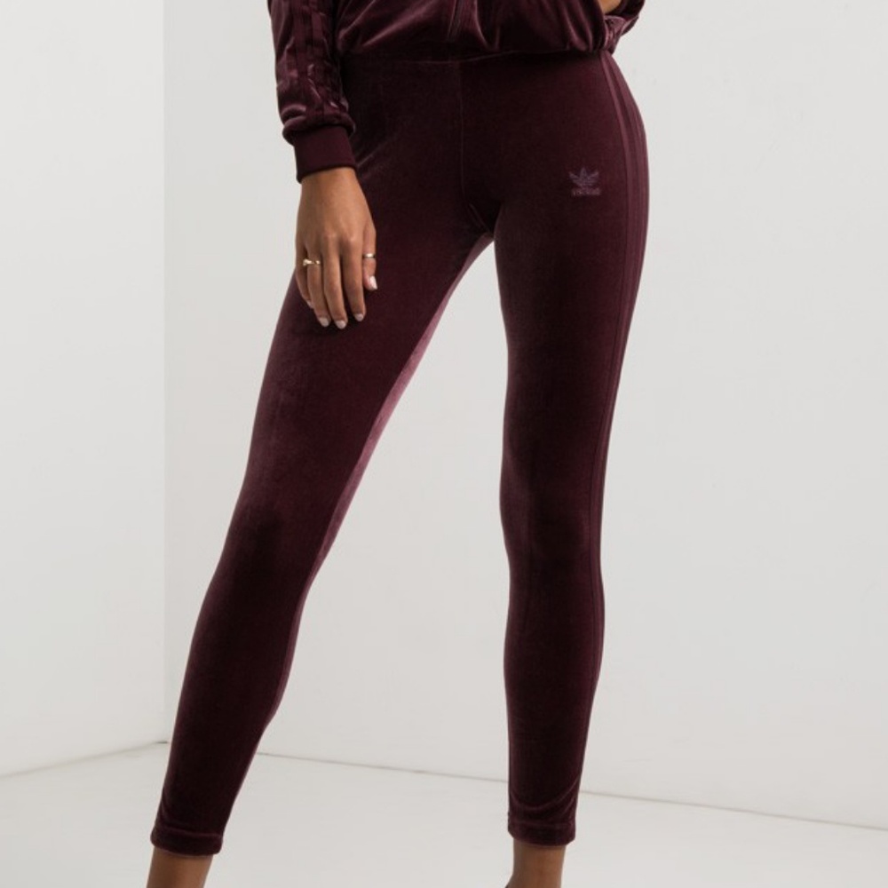 Adidas Maroon velvet leggings